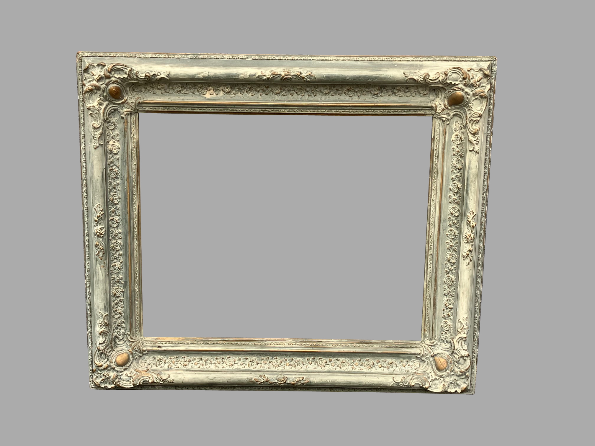 Impressive Continental Carved and Painted Eighteenth Century Picture Frame | DANIEL STEIN Antiques San Francisco CA